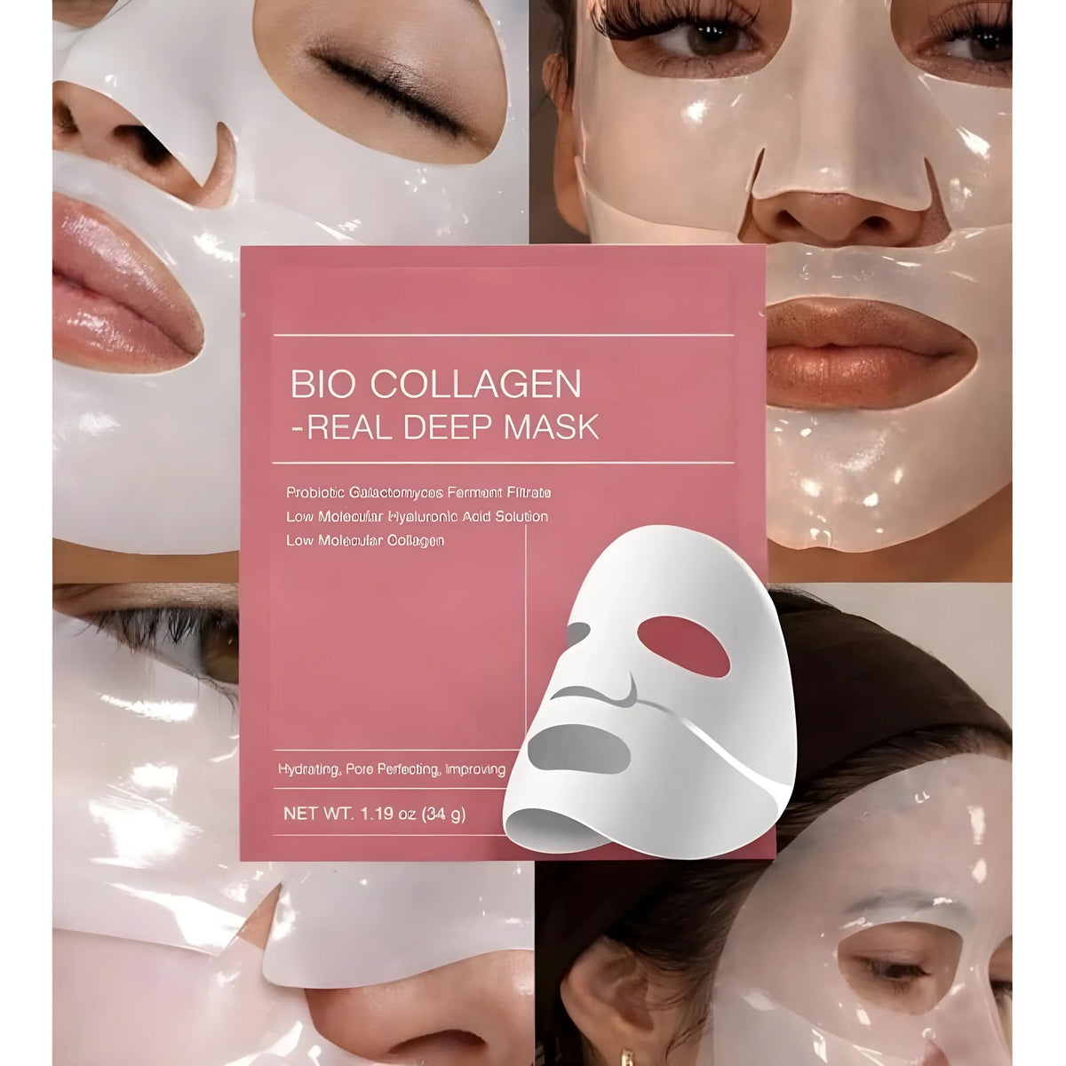 Pack of 2 Bio-Collagen Face Mask (Multicolor)