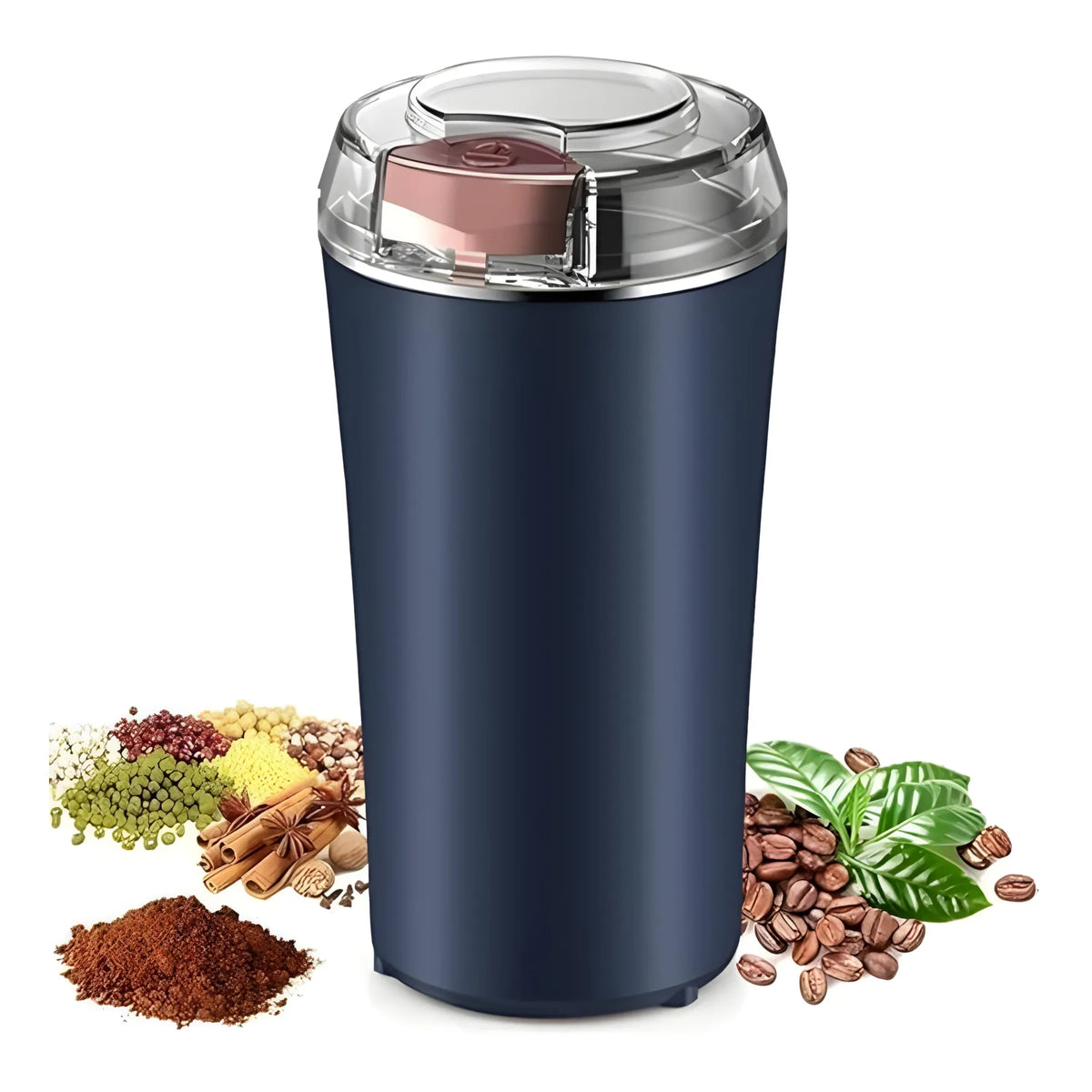 Plastic-Stainless Steel Electric Coffee Bean Grinder (Navy Blue)