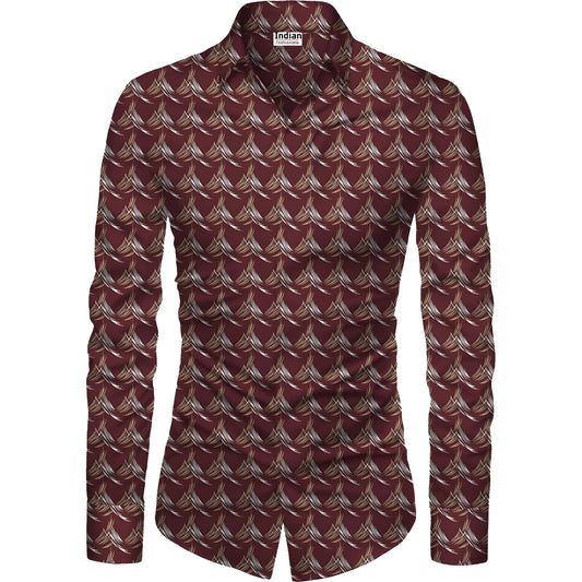 Men's Casual Floral Printed Cotton Blend Unstitched Shirt Fabric 1.6 Mtrs (Maroon)