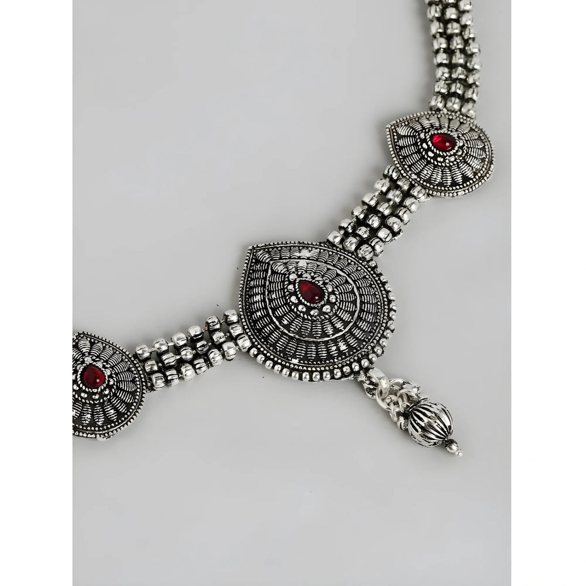 Women's Rose Gold Plated Alloy Necklace &amp; Earings Set (Silver)