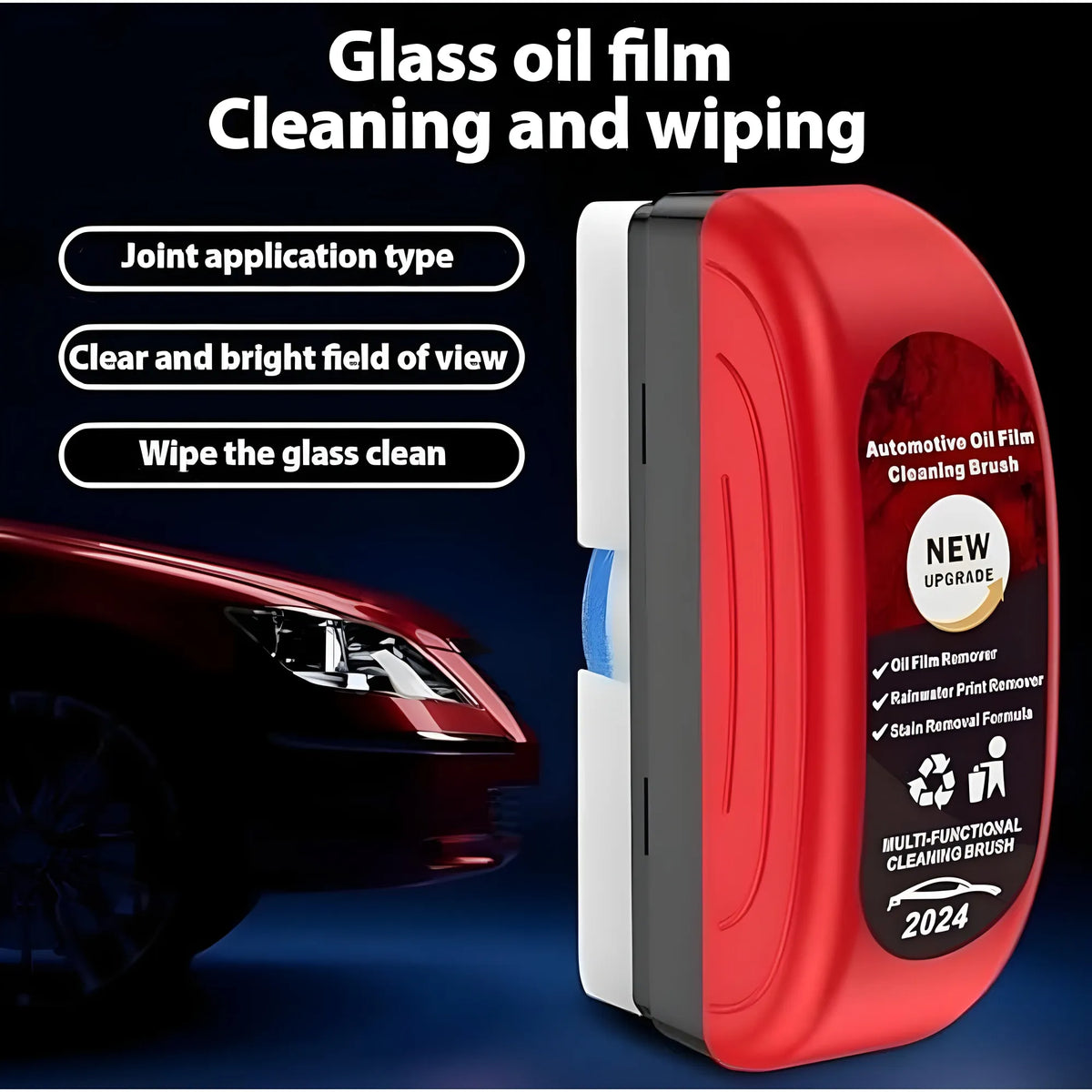 Pack of 2 Automotive Oil Film Cleaning Brush (Red-Black)