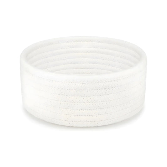 Cotton 8x3 Inch Round 1 Pcs Bedside Organizer With Out Lid (White)