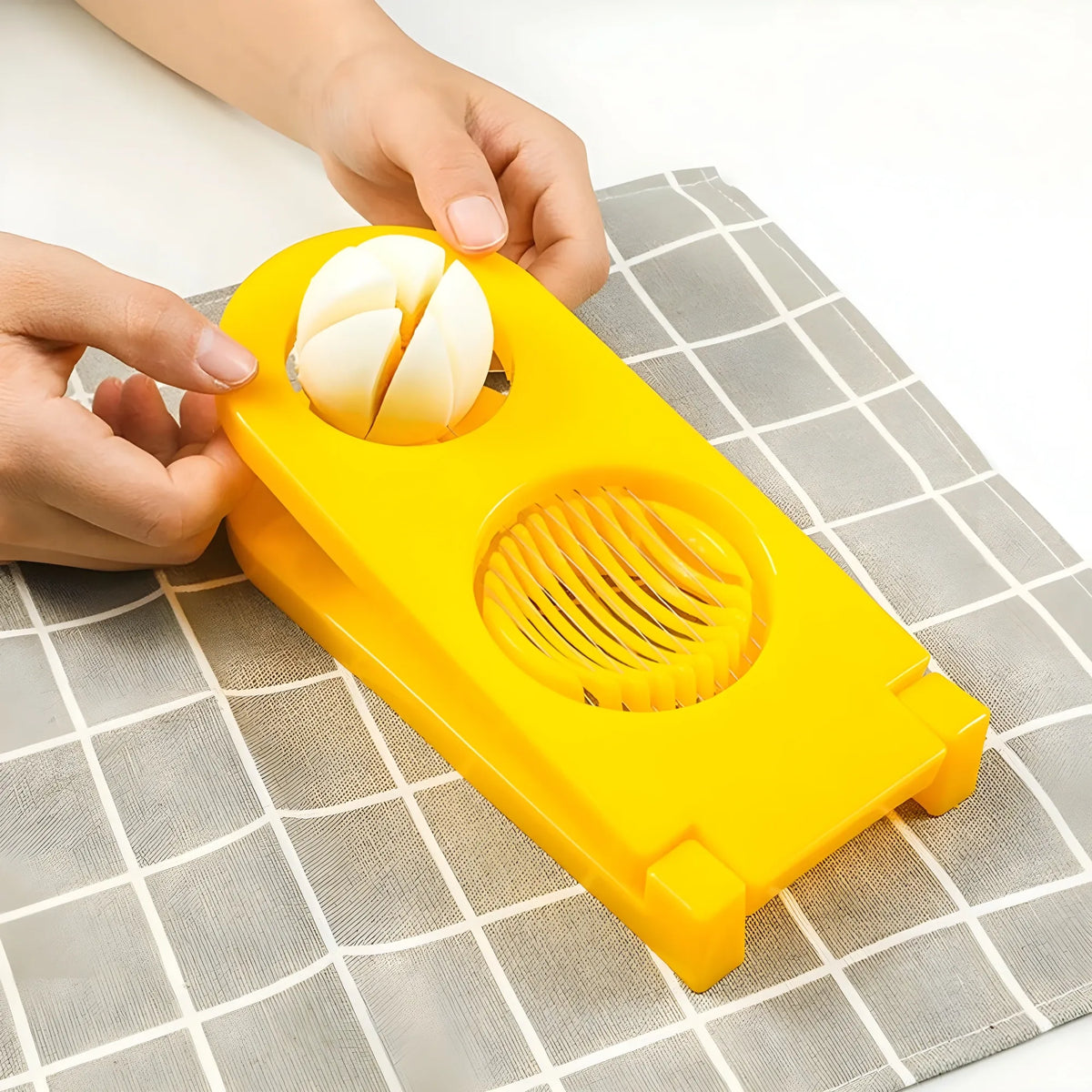 Pack Of_2_2 In 1 Boiled Egg and Mushroom Slicer Cutter Chopper Plastic With Stainless Steel Wired (Color:Assorted)