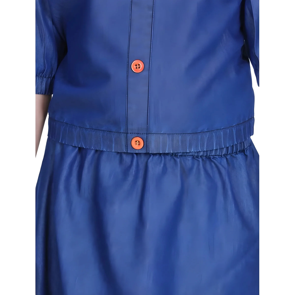 Girl's Denim Solid Cold Shoulder Top And Skirt Set (navy Blue) | Kids Signature Collection