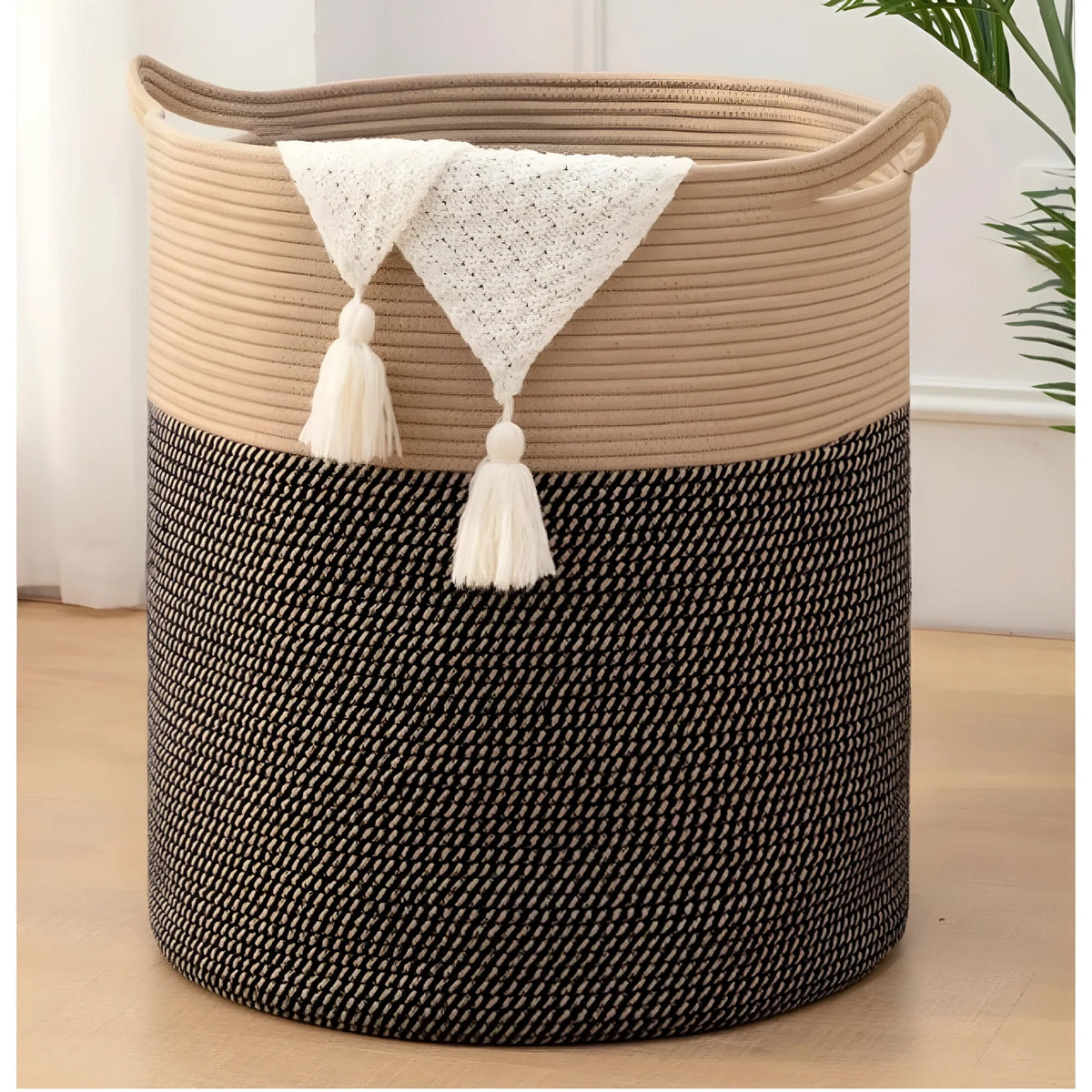 Cotton 12x14 Inch - Mix Storage Basket For Clothes With Out Lid (Dark-Brown)