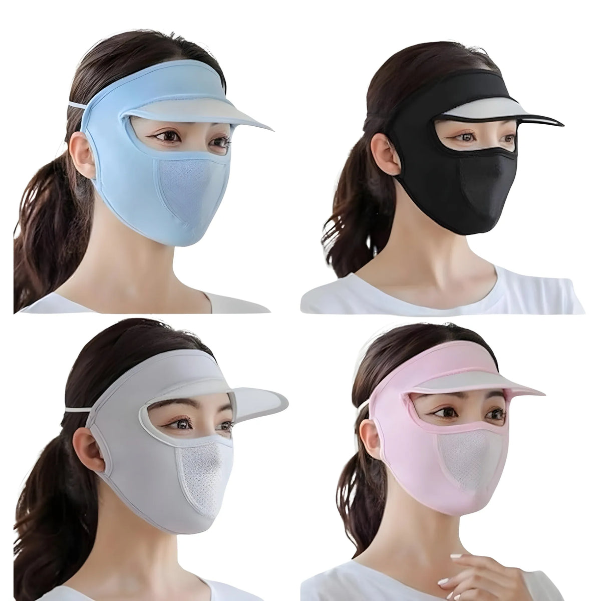 Elastic Women Cap With Mask (Multicolor)