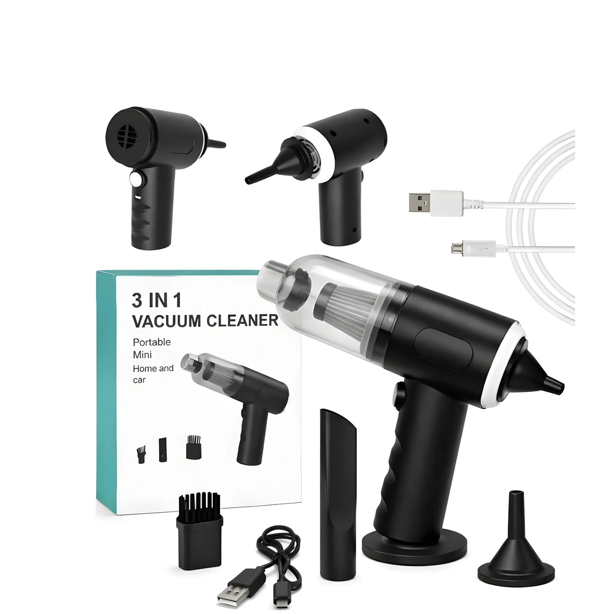Plastic 3-In-1 Vacuum Cleaner (Black)