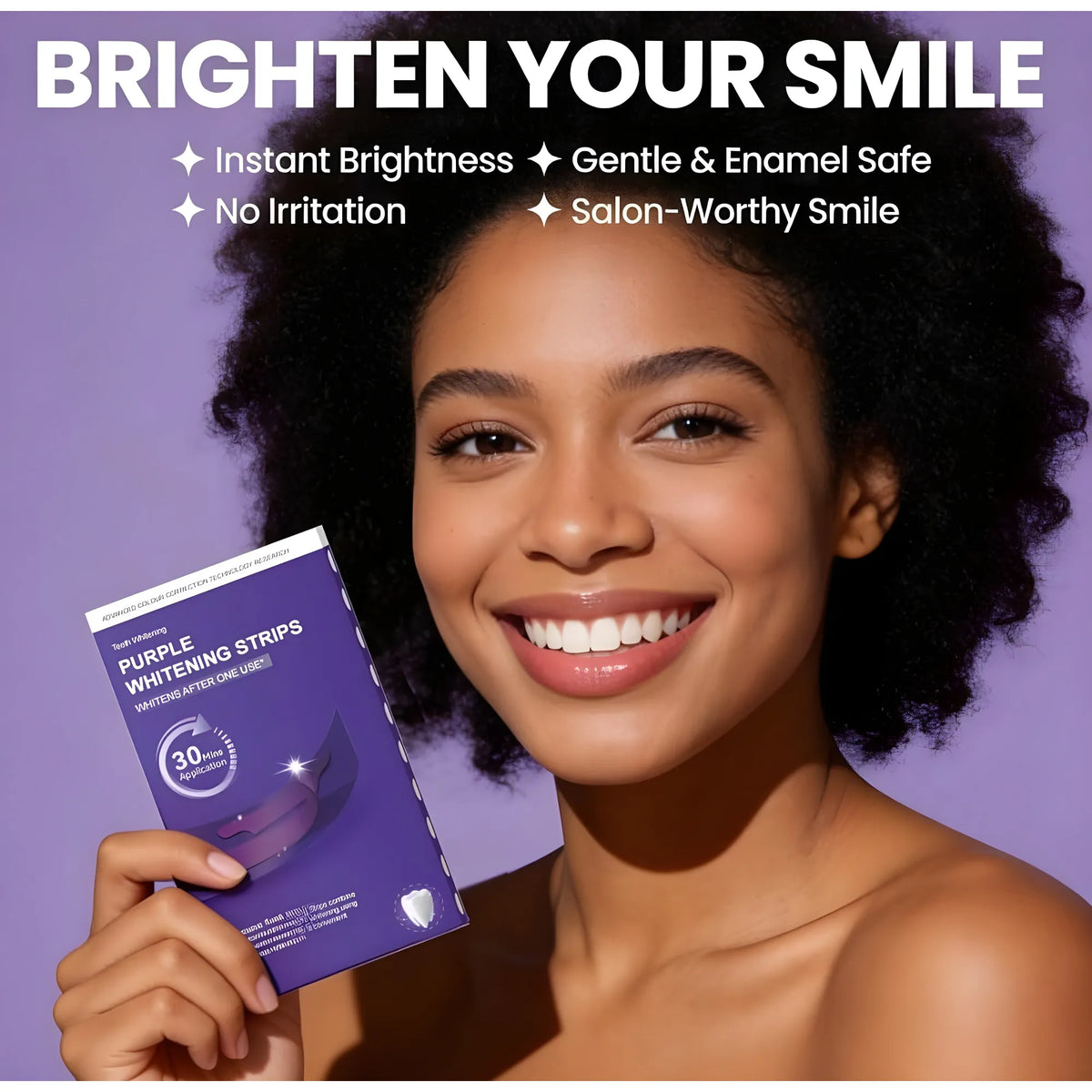 Fluoride Free Teeth Whitening Strips 7 Pieces Set (Purple)