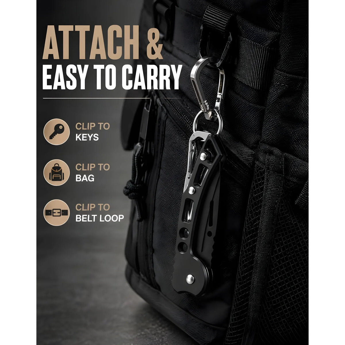 Stainless Steel Keychain Pocket Knife (Black)