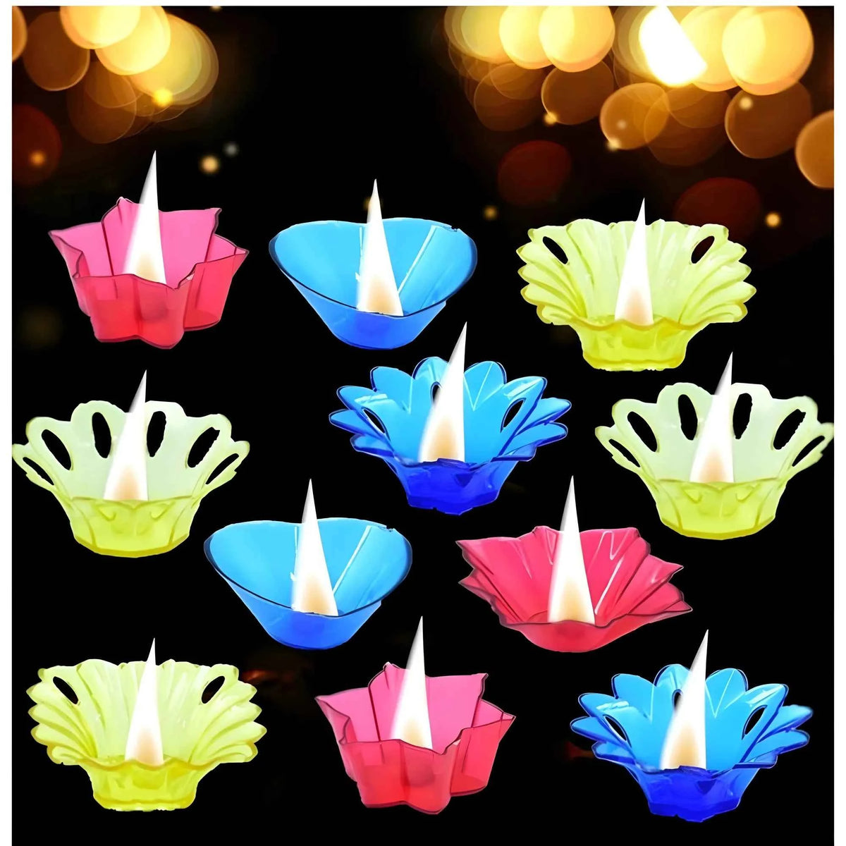 Virelle Pack of _Floral Diya Set – Multi- Tea Light Holders Set of