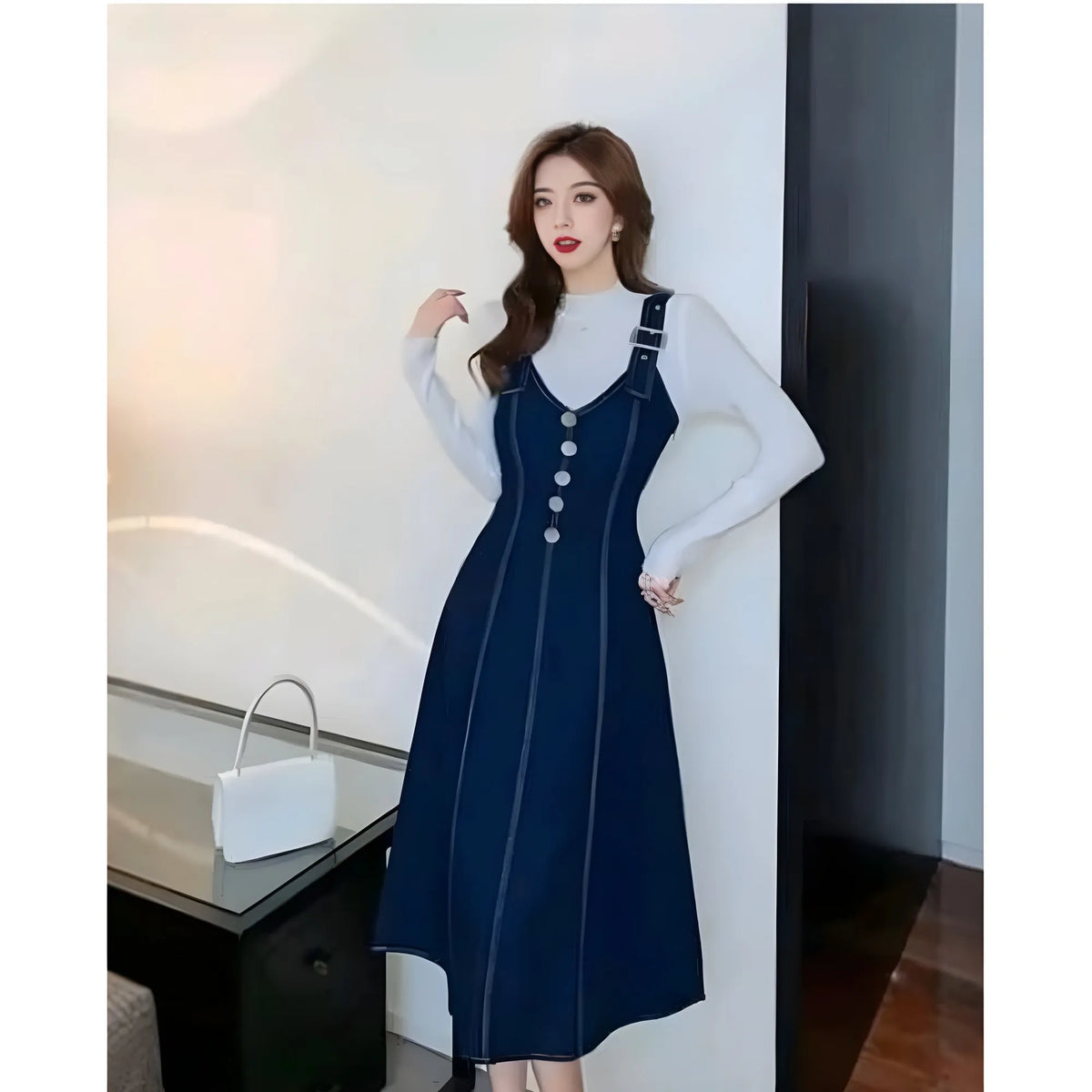 Women's Casual Denim Sleeveless Dress (blue) | Women Signature Collection