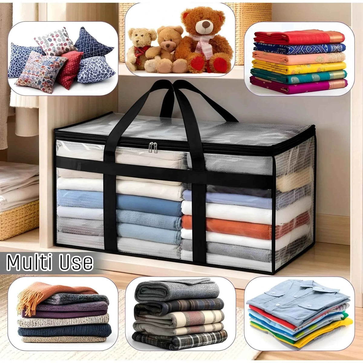Aurelia Acrylic Transparent Storage Bag with Zip & Handle