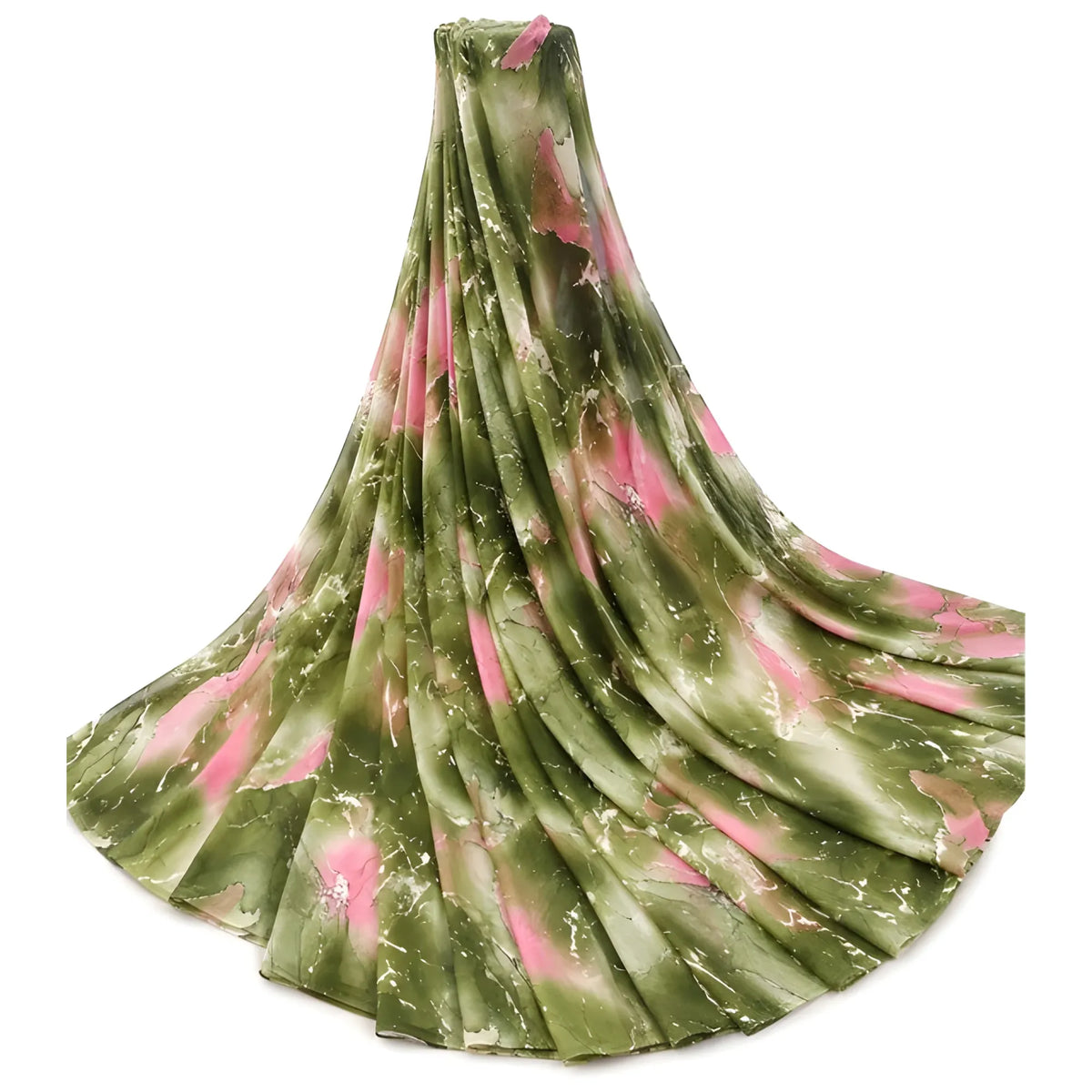 Women's Georgette Printed Saree With Unstitched Blouse 5.5Mtr (Mehendi-Pink)