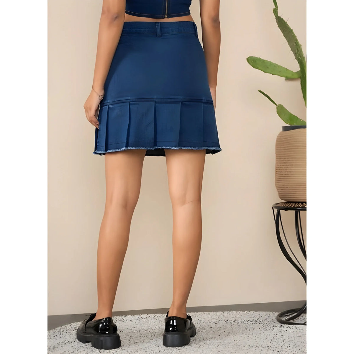 Women's Denim Washed Buttoned Skirt (blue) | Women Signature Collection