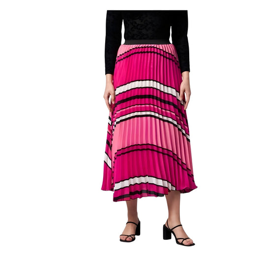 Women's Satin Pleated Elasticated Skirt (pink) | Women Signature Collection