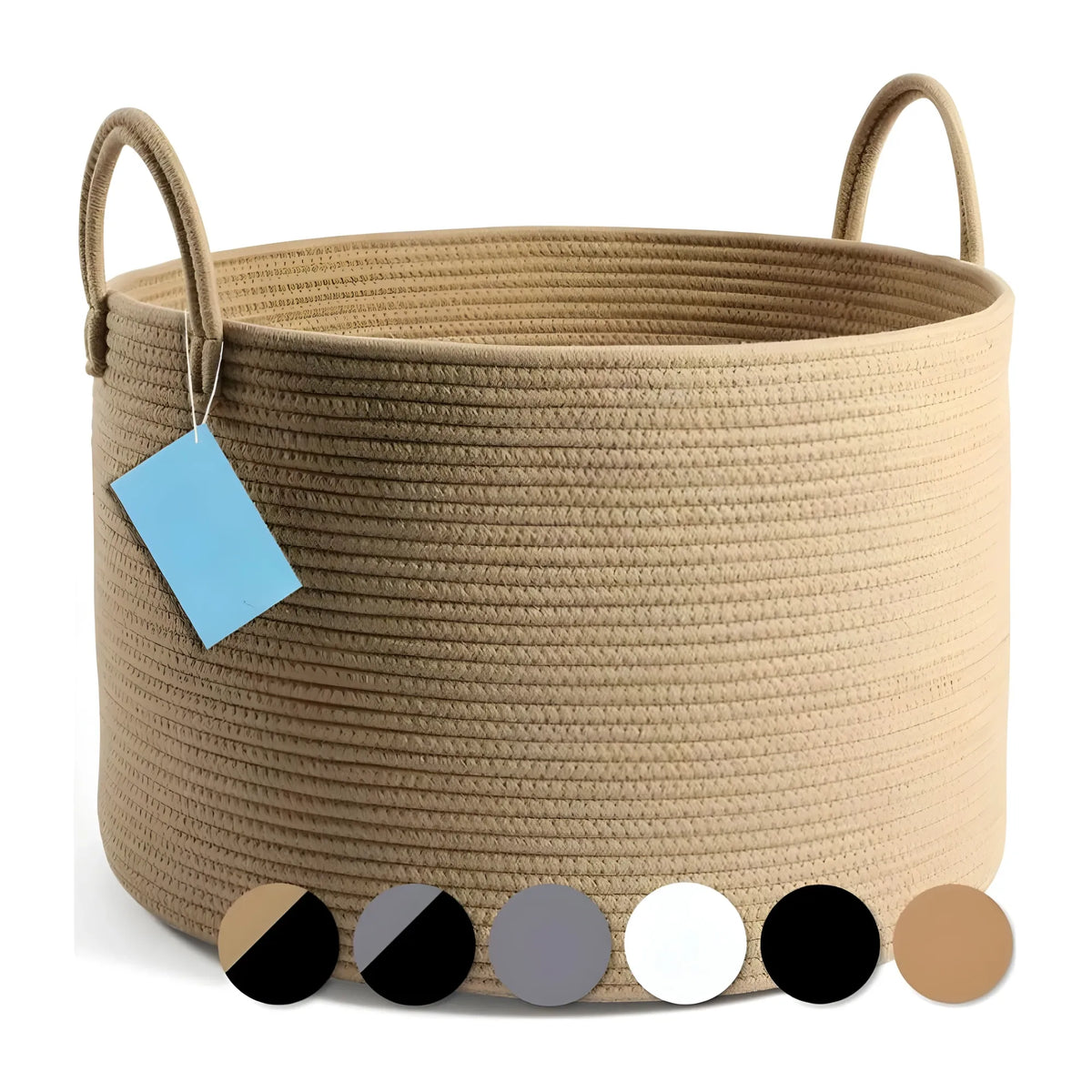 Cotton Pack Of_1 14x12 Inch Laundry Storage Basket For Clothes (Beige)