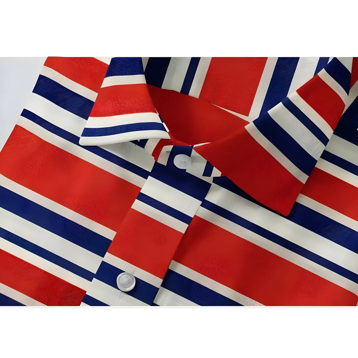 Men's Cotton Blended Striped Full Sleeve Shirt (Red-Blue)