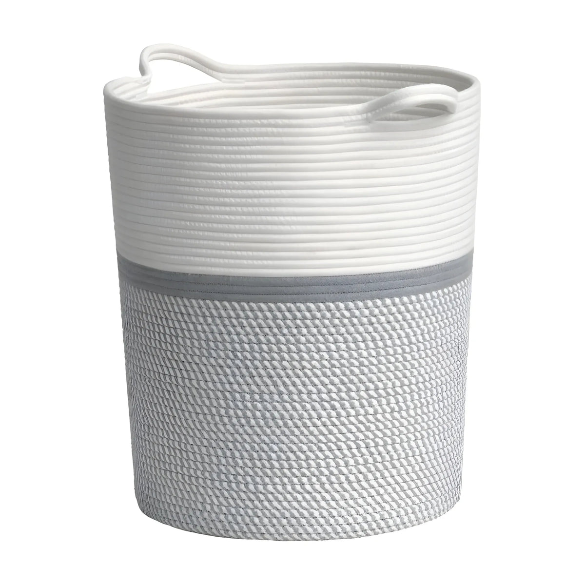 Cotton Pack Of_1 12x14 Inch Storage Basket For Clothes (Grey-White)
