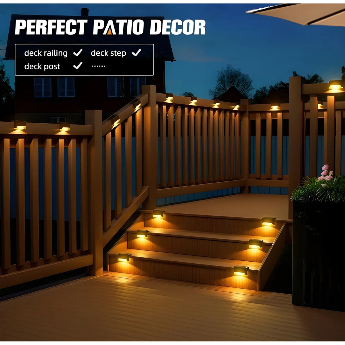 Pack of 4 Stair Deck Solar Light (Black)