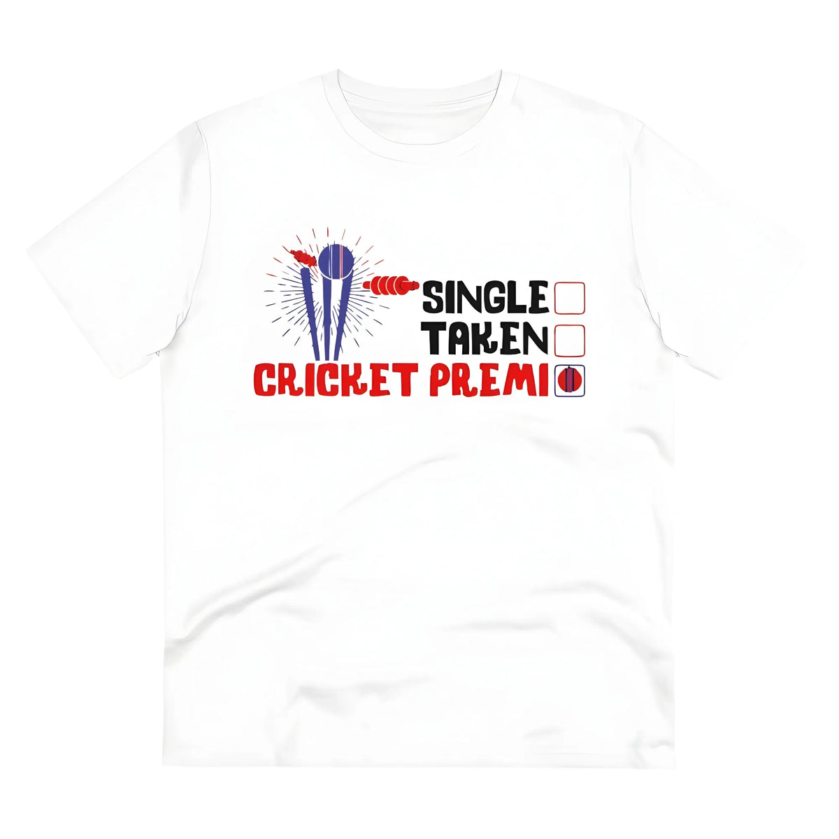 Men's PC Cotton Cricket Design Printed T Shirt (Color: White, Thread Count: 180GSM)