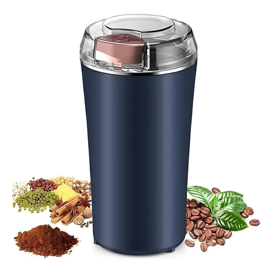 Plastic-Stainless Steel Electric Coffee Bean Grinder (Navy Blue)