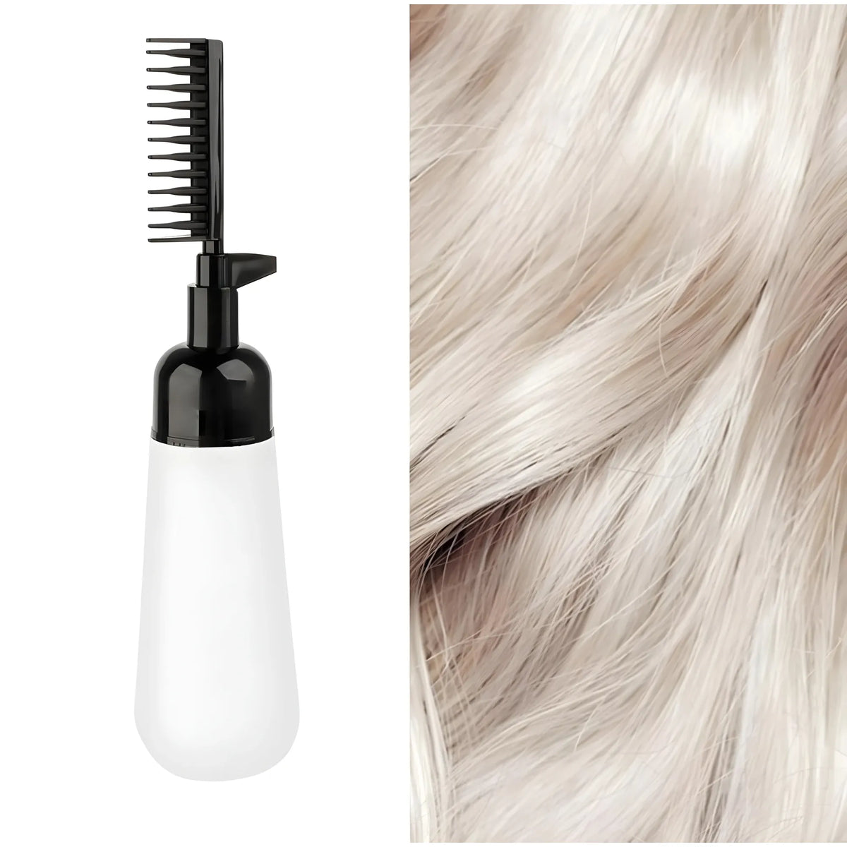 Plastic Root Comb Hair Dye Applicator Bottle (Black)