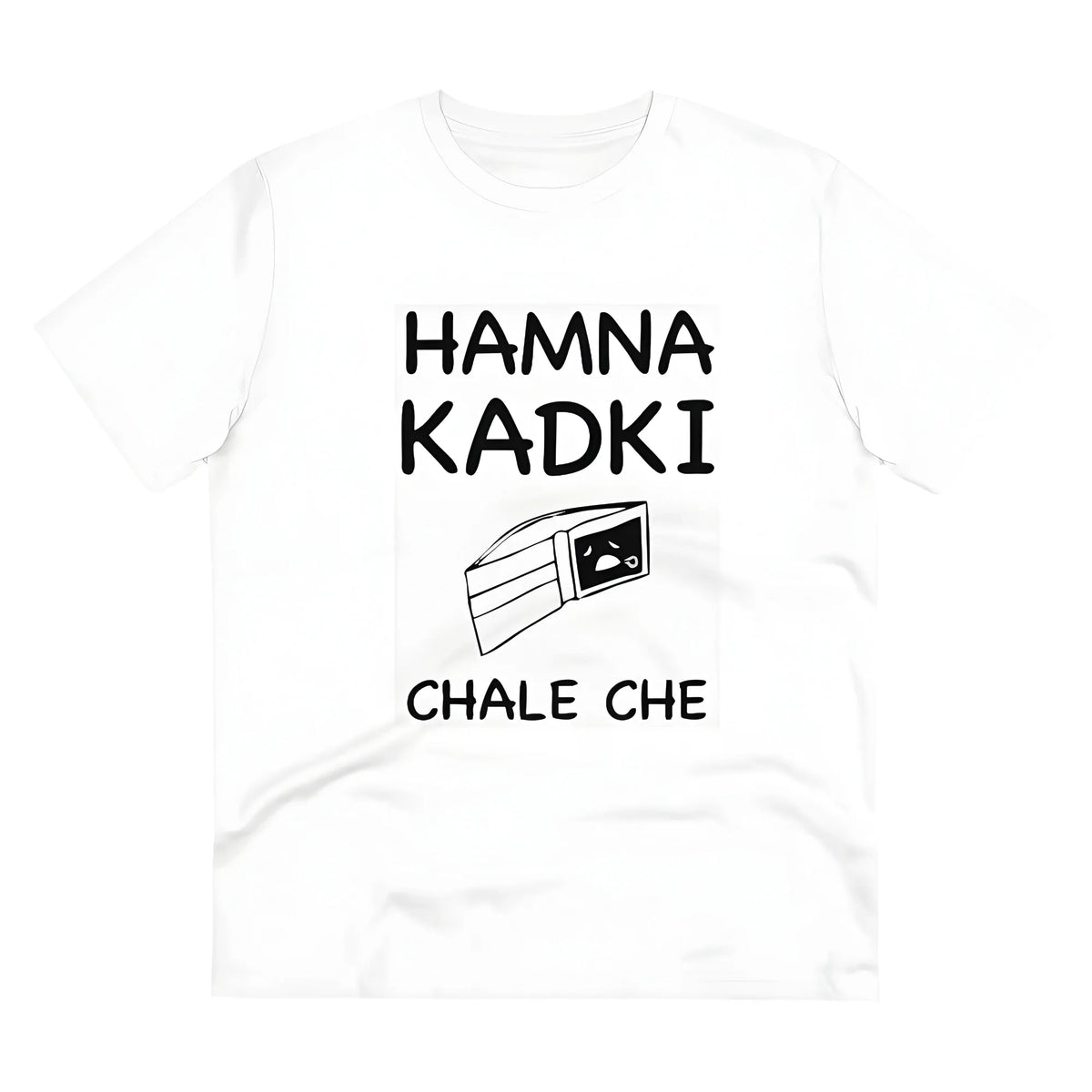 Men's PC Cotton Hamna Kadki Chale Che Printed T Shirt (Color: White, Thread Count: 180GSM)