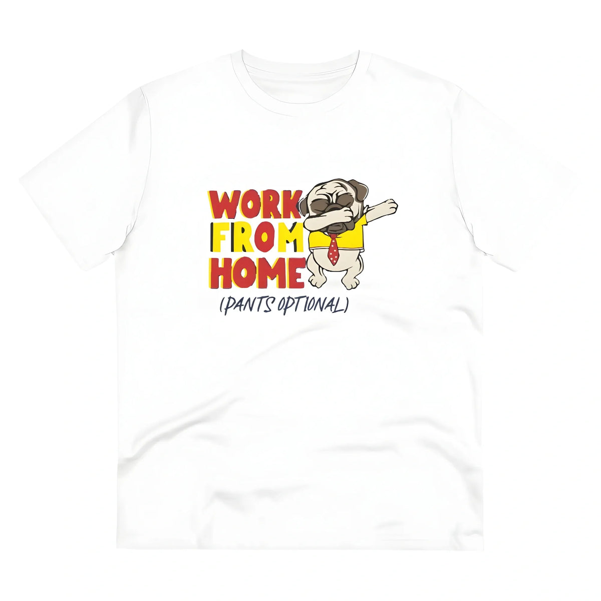 Men's PC Cotton Work From Home Desing Printed T Shirt (Color: White, Thread Count: 180GSM)