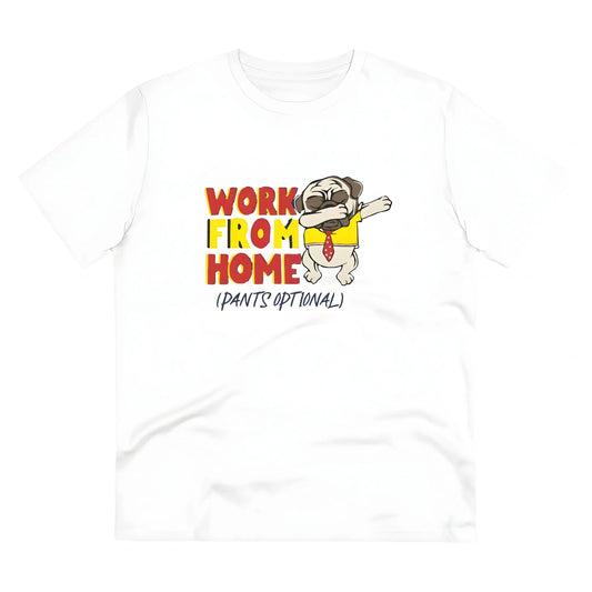 Men's PC Cotton Work From Home Desing Printed T Shirt (Color: White, Thread Count: 180GSM)