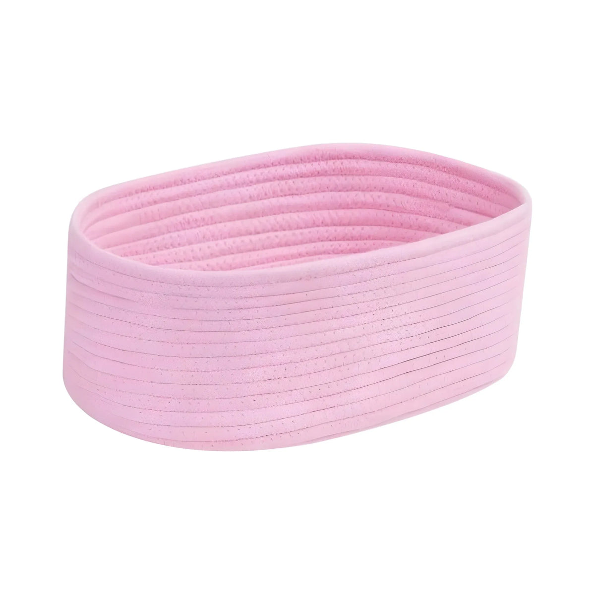 Cotton Oval 10x7x5 Inch Bedside Organizer With Out Lid (Pink)