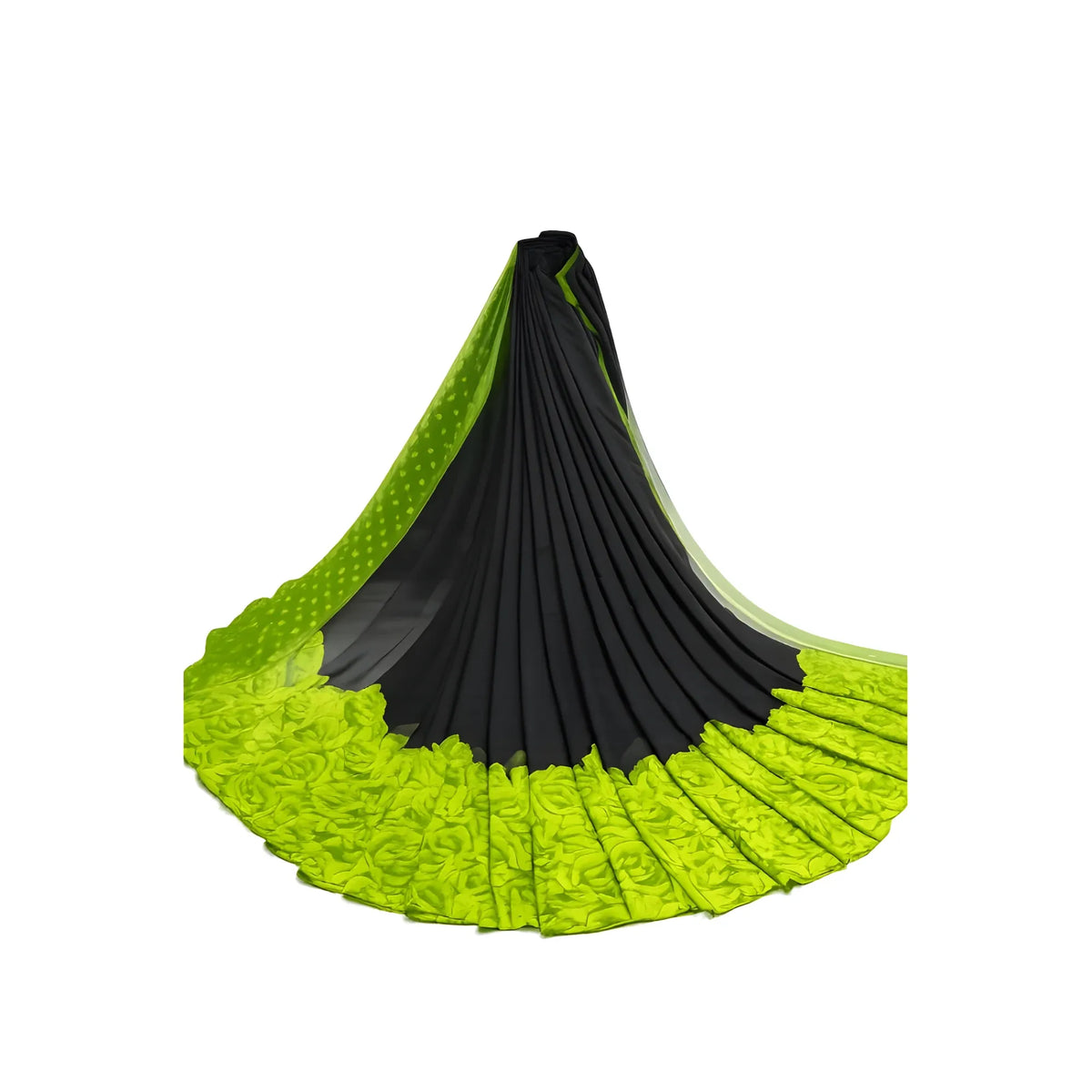 Women's Georgette Printed Saree With Unstitched Blouse 5.5Mtr (Black-Lime Green)