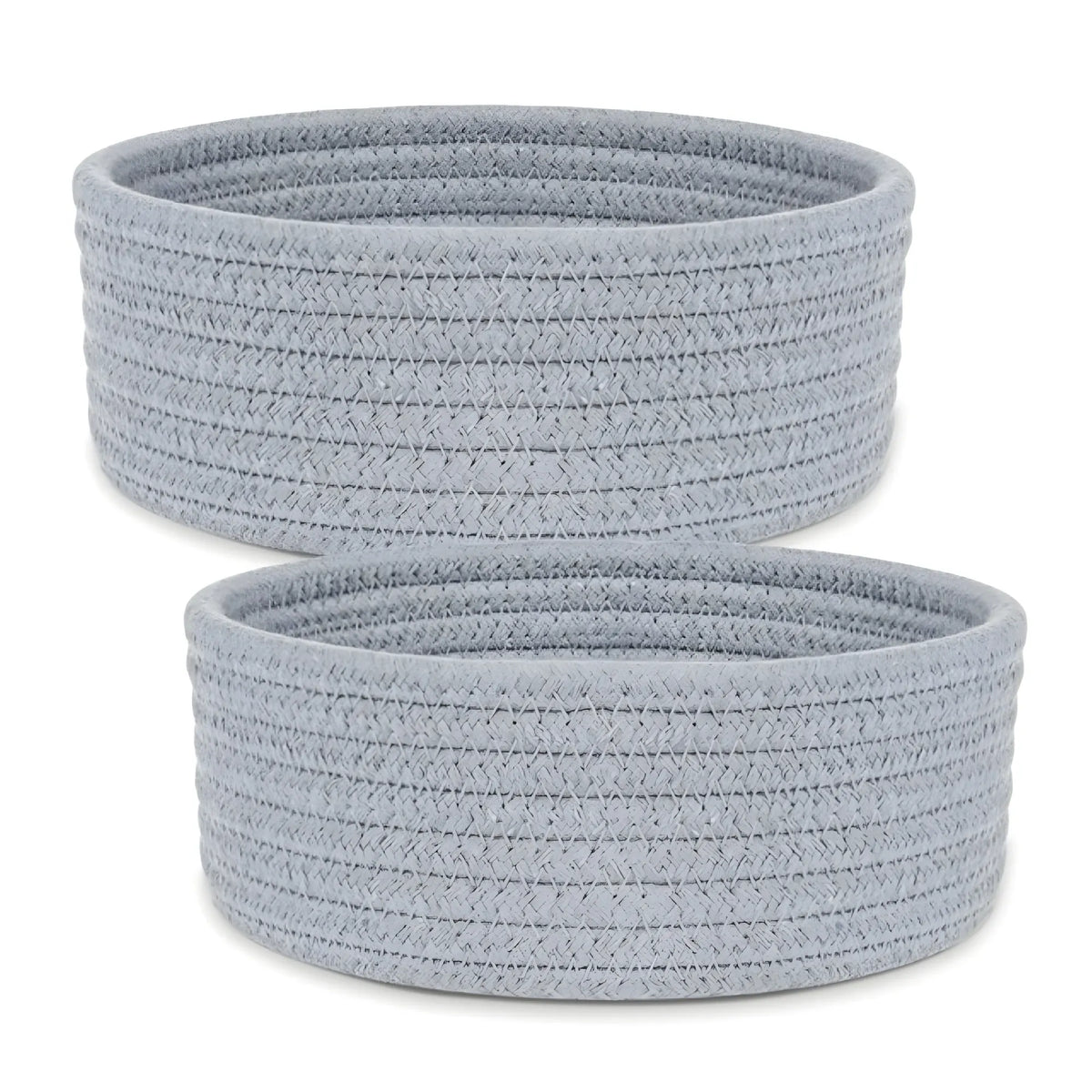 Cotton 8x3 Inch Round 2 Set Bedside Organizer With Out Lid (Gray)