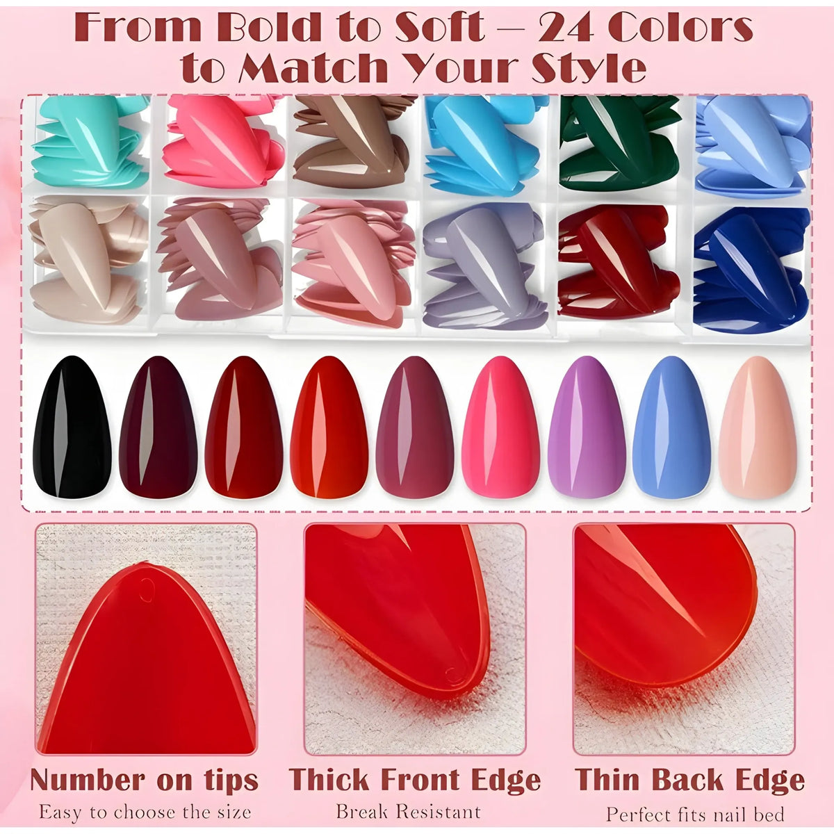 ABS 576 Pcs Nails Set (Multicolor)
