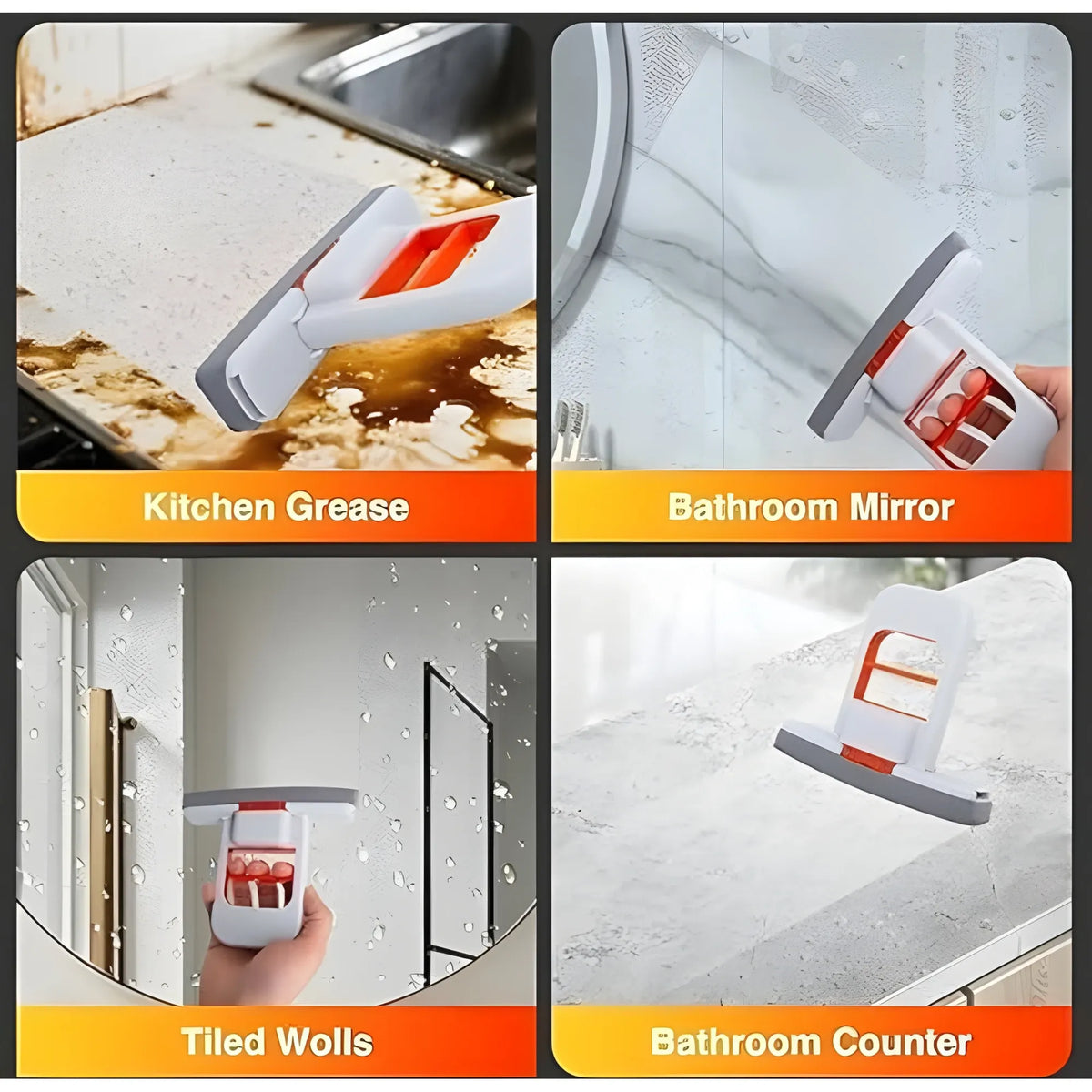 Plastic Mini Sponge Mop (White-Orange)
