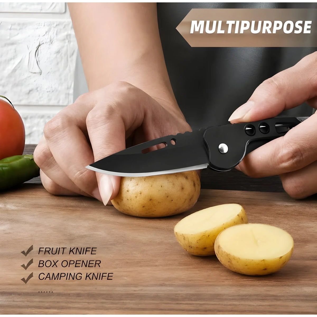 Stainless Steel Keychain Pocket Knife (Black)