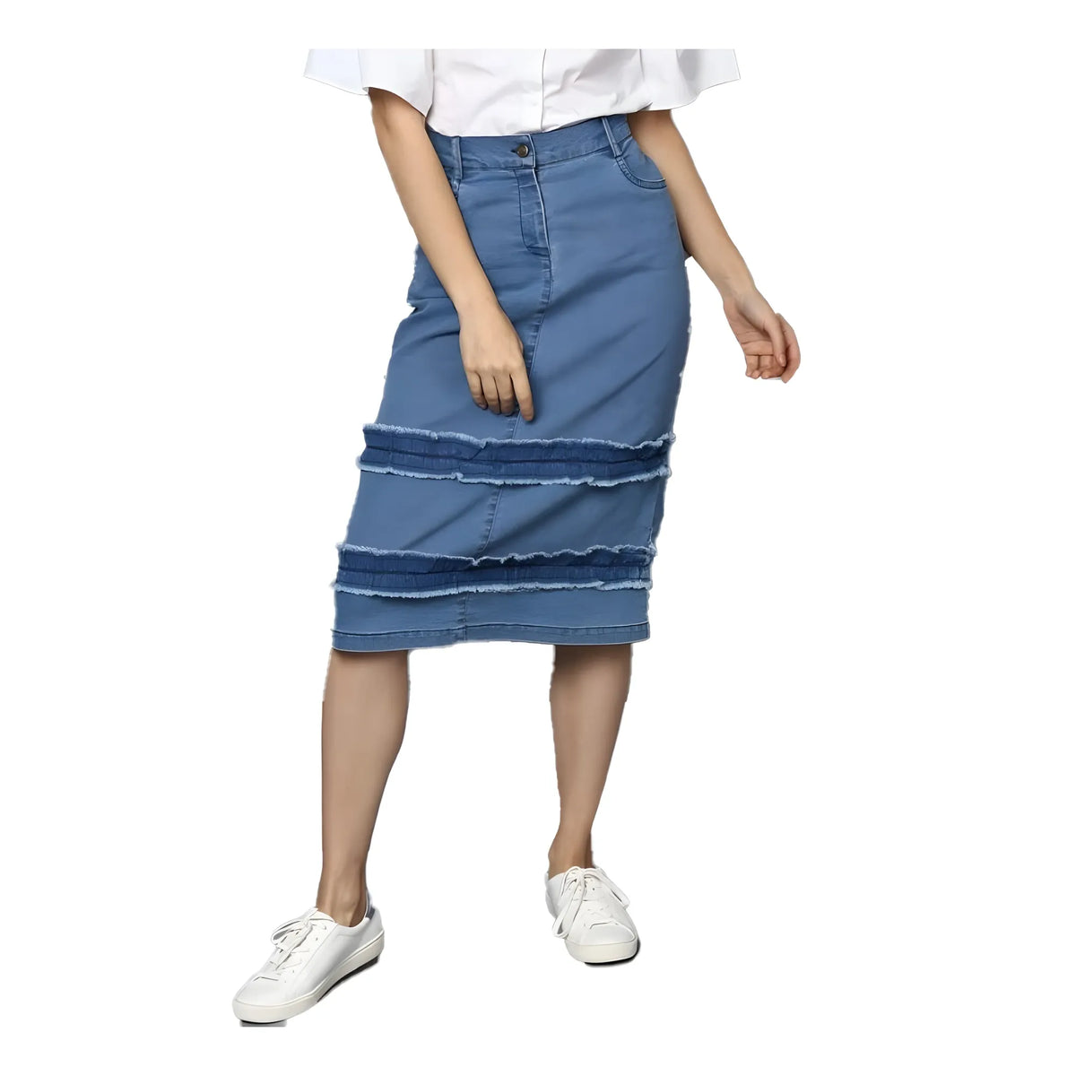 Women's Denim Washed Buttoned Skirt (blue) | Women Signature Collection