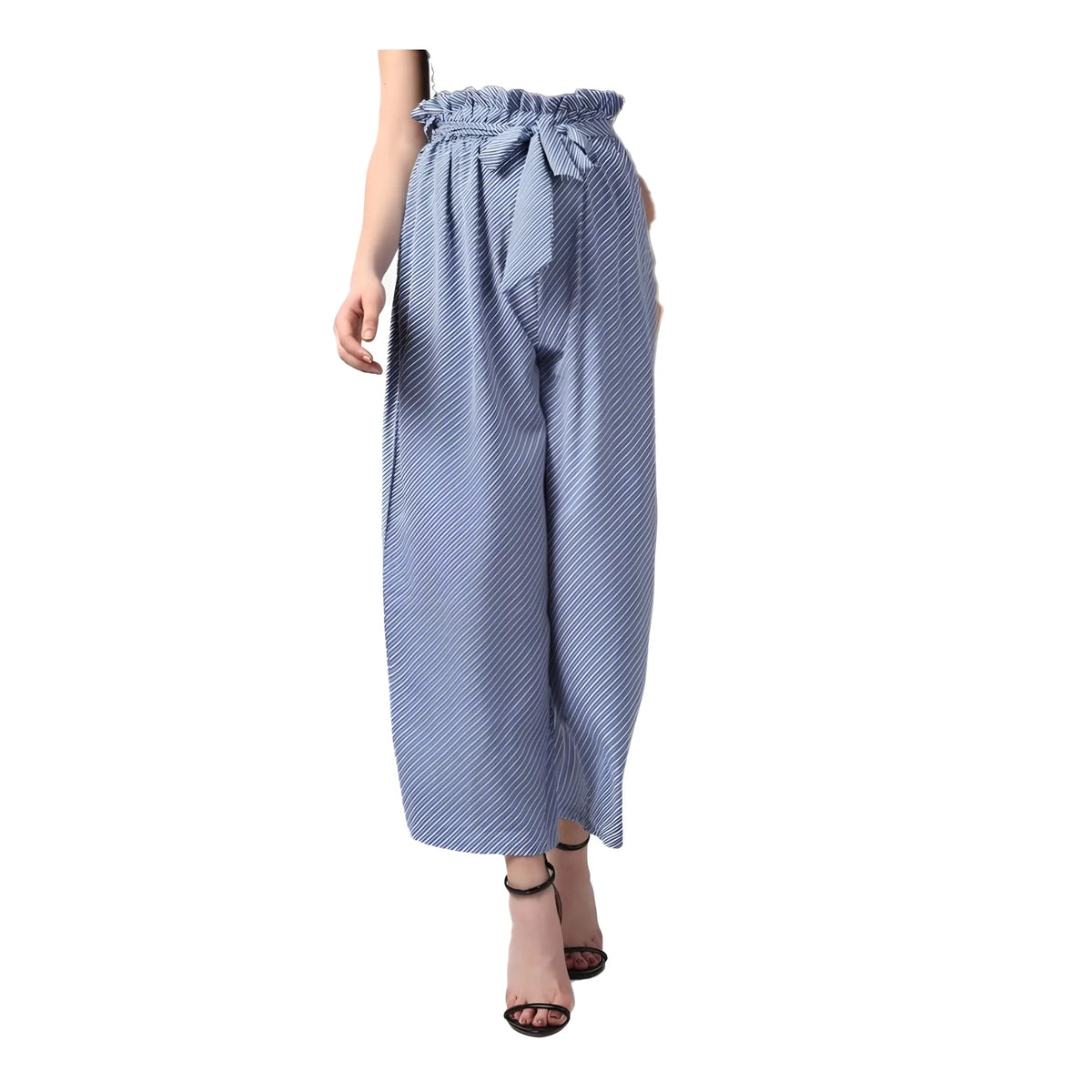 Women's Polyester Striped Elasticated Trousers (blue) | Women Signature Collection