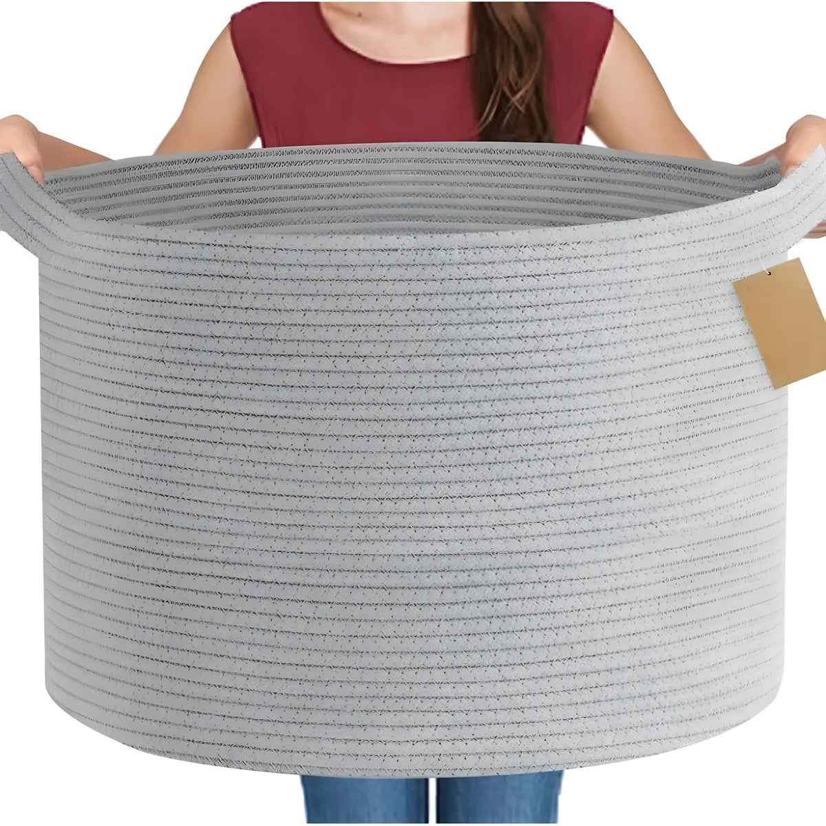Cotton Pack Of_1 14x12 Inch Storage Basket For Clothes With Out Lid (Gray)