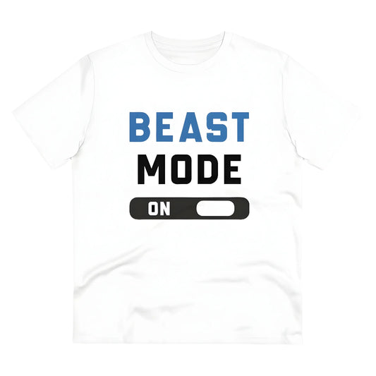 Men's PC Cotton Beast Mode On Printed T Shirt (Color: White, Thread Count: 180GSM)