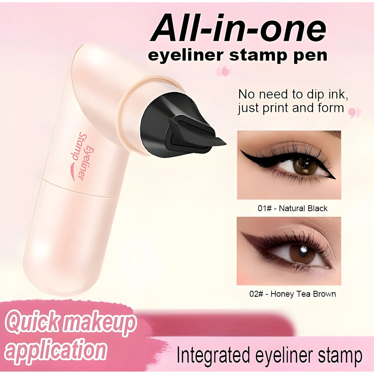 Plastic Winged Eyeliner Stamp (Pink-Black)