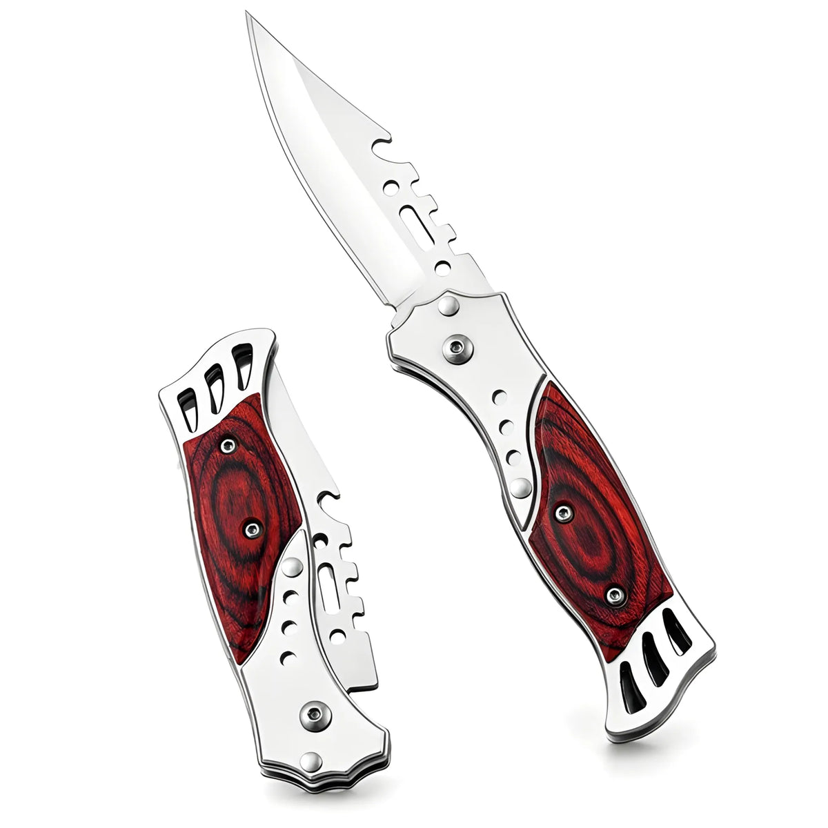Stainless Steel, Wood Knife With Wooden Handle (Silver-Brown)