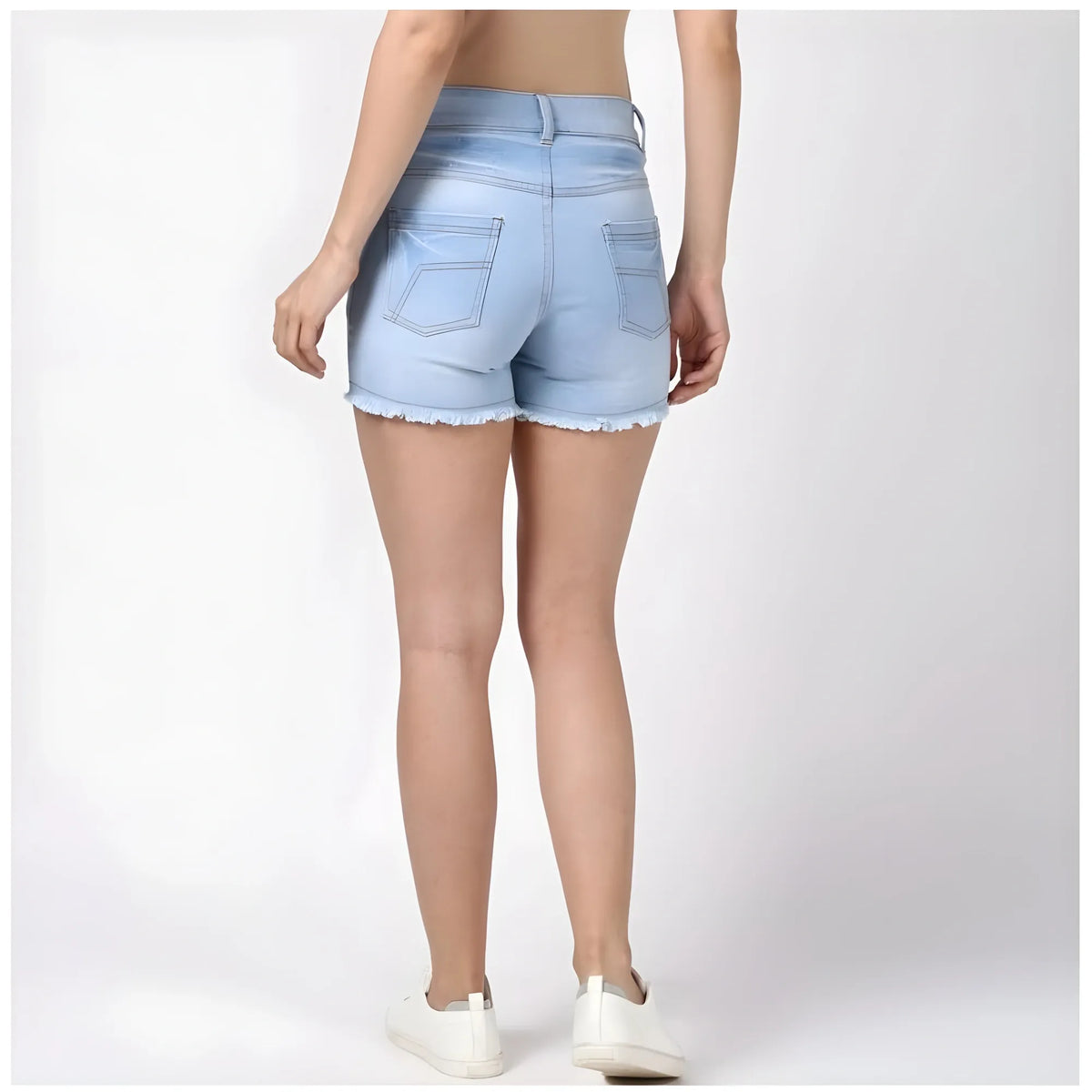 Women's Denim Solid Buttoned Shorts (blue) | Women Signature Collection