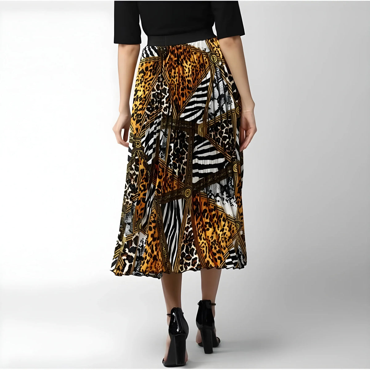 Women's Satin Pleated Elasticated Skirt (multicolor) | Women Signature Collection