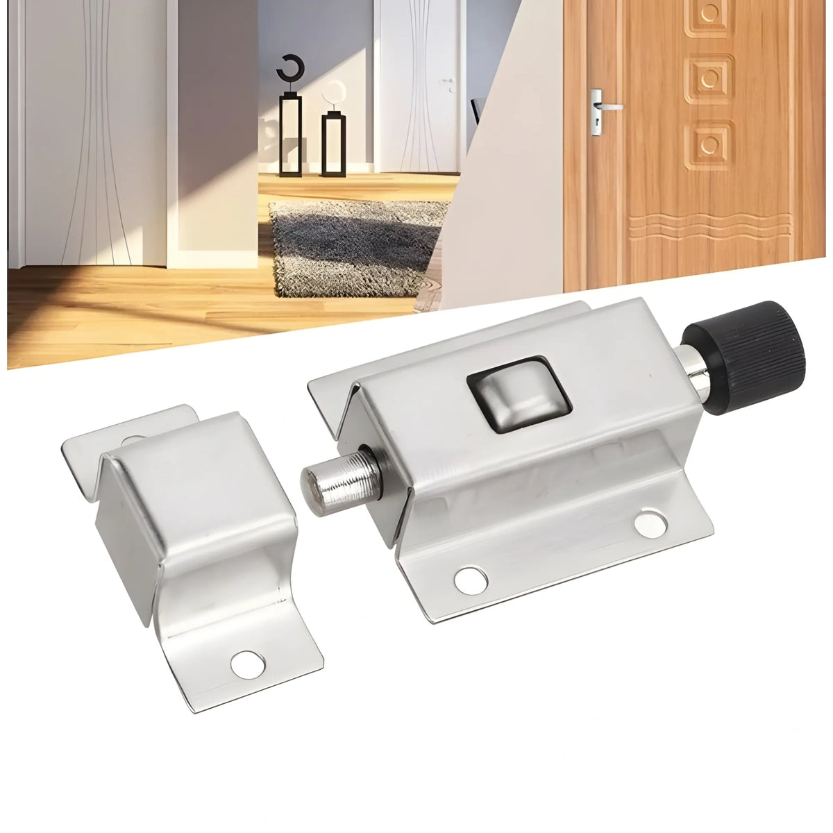 Stainless Steel Mini Door Spring Lock (Silver)