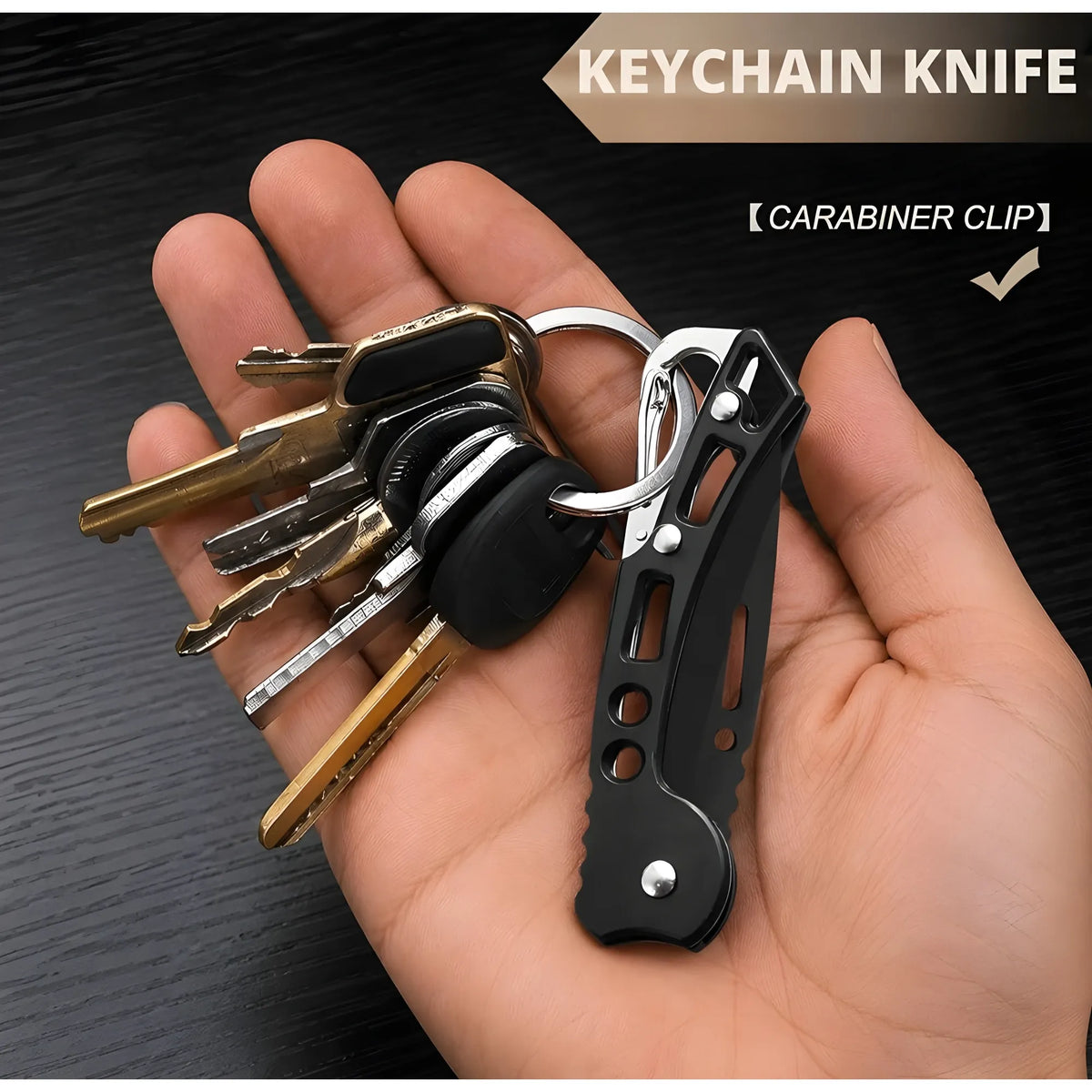 Stainless Steel Keychain Pocket Knife (Black)