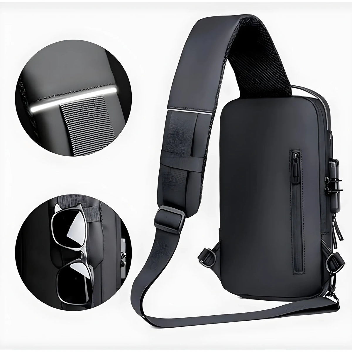Waterproof Sling Cross Backpack Bag (Black)