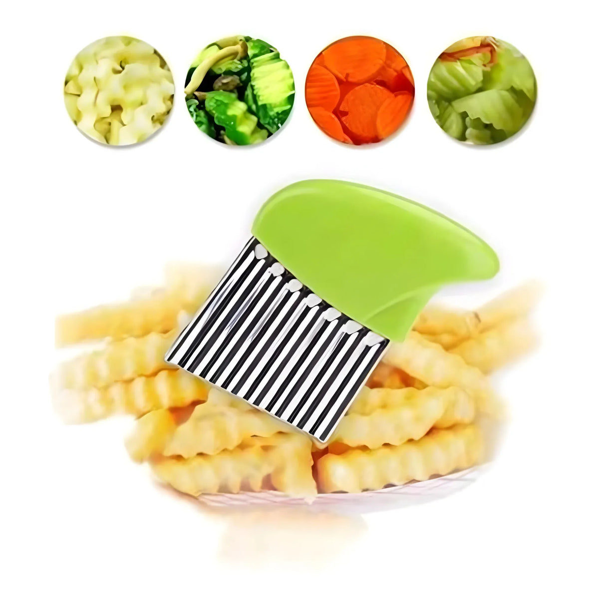 Pack Of_5 Wave Shape Stainless Steel Potato Cutter And Slicer – (Color: Assorted )