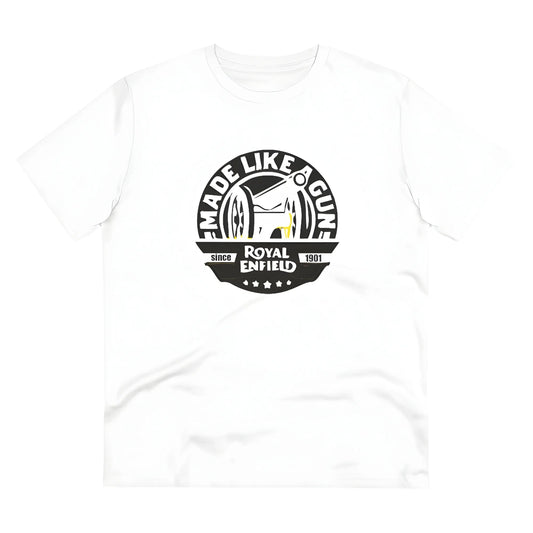 Men's PC Cotton Bike Ride Design Printed T Shirt (Color: White, Thread Count: 180GSM)