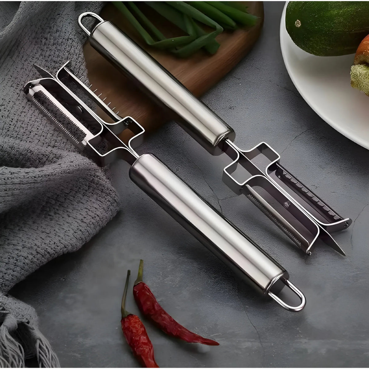 Stainless Steel 3-In-1 Vegetable Peeler (Silver)