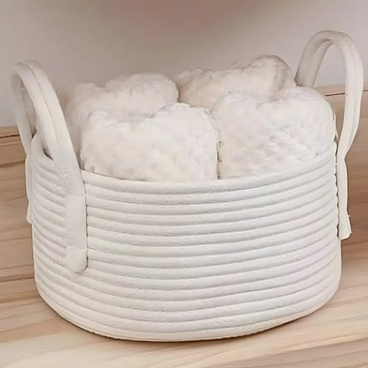 Cotton Pack Of_1 Basket 7x5 Inch Storage Basket For Clothes (White)